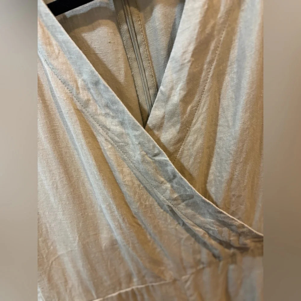 Everlane 100% European Flax Linen Wrap Jumpsuit – Size 0 Neutral Wide Leg